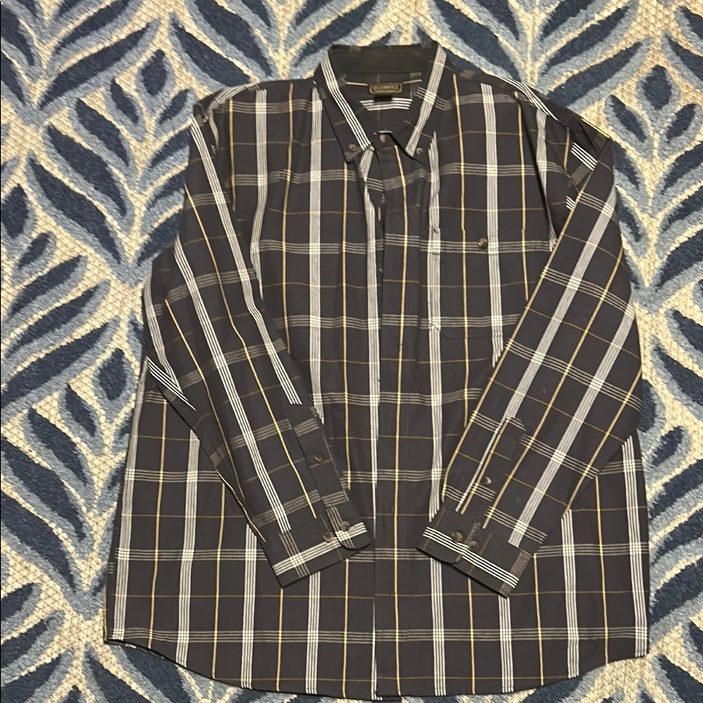 Men's Plaid Button-Down Shirt - Black and White